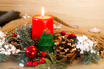 Fototapeta na wymiar christmas decoration with candle