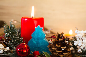 christmas candle and decorations