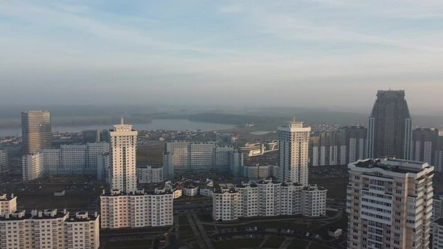 Aerial photography of Minsk, Belarus, 4k