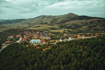 Fototapeta na wymiar Aerial view of Gajevi settlement in Zlatibor region