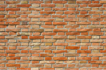 Red bricks wall, full frame image, background and texture of construction elements
