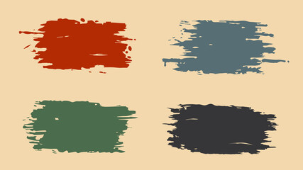 Vector set of grunge stains of different colors. Isolated on a white background. Sloppy, rough brush strokes.