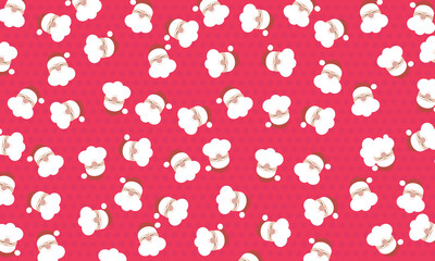 Santa claus in seamless pattern on pink halftone background.