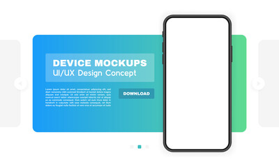 Smartphone blank screen, phone mockup. New phone model. Template for infographics or presentation UI design interface in minimalistic style. Vector illustration