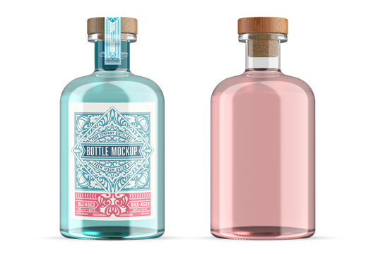  Glass Gin Bottle Mockup