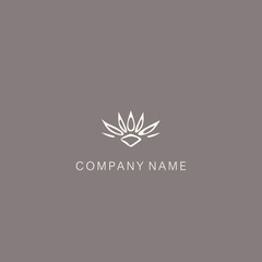 Simple, minimalistic, stylized lotus flower symbol or logo. Made with a curved contour line.