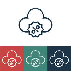 Linear vector icon with discounts on cloud
