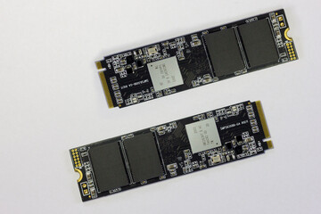 NVME m.2 ssd drive laying white background