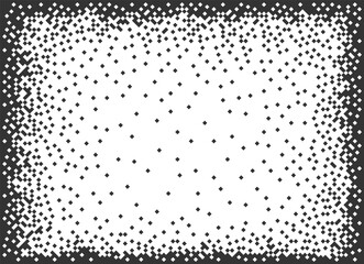 Pixel frame. Black random squares, chaotic. Vector illustration.