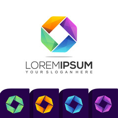 Modern Square Colorful Logo Template Bundle