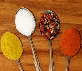 Curry, Salt, Pepper and Paprika