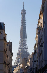 The Eiffel Tower with and traditional French houses ,Paris, France