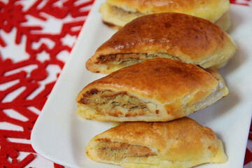 Traditional Polish dish called paszteciki, filled with meat