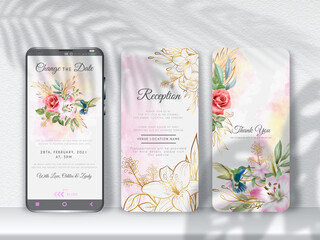 beautiful floral wedding invitation template for social media