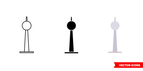Berlin TV tower icon of 3 types color, black and white, outline. Isolated vector sign symbol. © mr.GAS