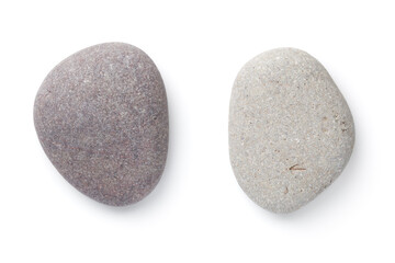 Fototapeta na wymiar Grey Pebble Stones Isolated On White Background