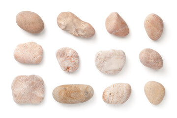 Fototapeta na wymiar Collection Of Bright Stones Isolated Over White