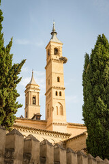 Fototapeta na wymiar towers of the Collegiate church of Santa Maria in Borja town, province of Zaragoza, Aragon, Spain