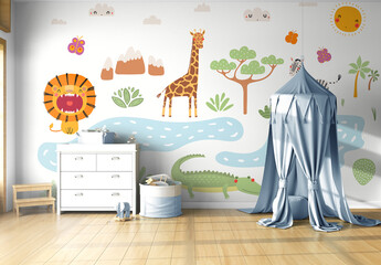Wall Mural Mockup in Baby's Room