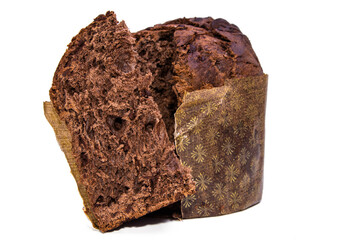 chocolate panettone isolated on white background