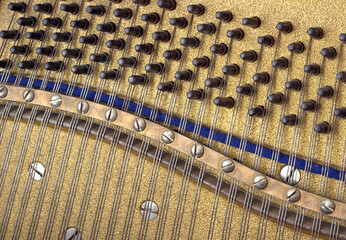 Vintage background. Old piano strings.