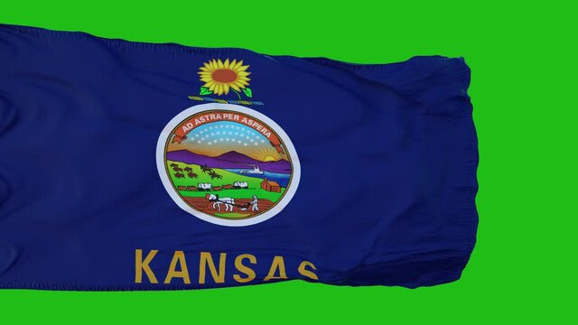 Flag of Kansas on Green Screen. Perfect for your own background using green screen. 3d rendering