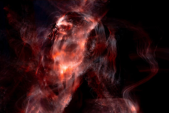 light painting portrait, new art direction, long exposure photo , light drawing at long exposure , abstract photo	
