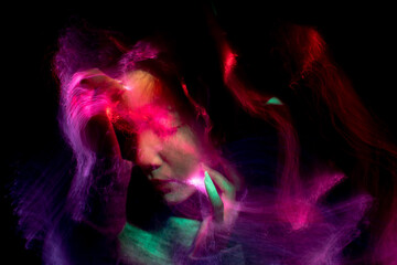 light painting portrait, new art direction, long exposure photo , light drawing at long exposure , abstract photo	
