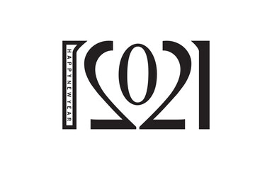 2021, Happy New Year Lettering, Modern Creative Typography on White Background, Design Vector Icon Illustration