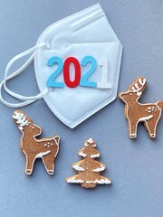 Celebrating winter and Christmas holidays in the new Covid-19 reality. New year 2021