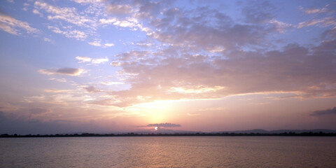 Naklejka premium Sunset at Parakramabahu reservoir,Polonnaruwa,Sri lanka