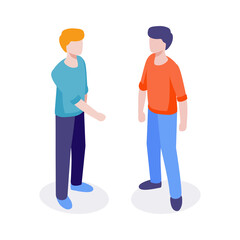 Welcome isometric characters. Isometric 3d flat design vector people trendy colors concept for web site and application design and presentation.Isolated vector sign symbol.