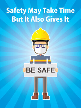 Message and campaign of health and safety. Industrial and construction.