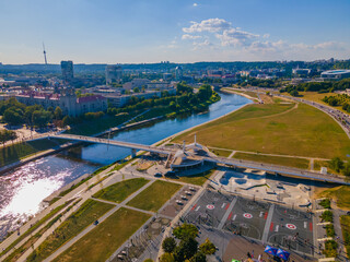 Aerial view of new city center of Vilnius, Lithuania