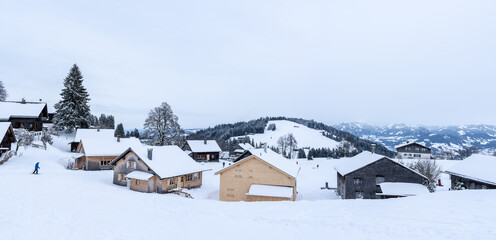 house in the mountains in winter