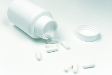 close up. medical capsules on a white background.