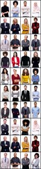 Group of 30 beautiful people in front of a white background