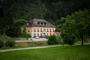 Fototapeta na wymiar Nasswald, Austria, guesthouse in Viennese Alps