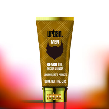 Beard Oil Packaging, Cosmetics Tubes Mockup, Cosmetics, Cosmetics Packaging Design Template, Beard Oil Tube Luxury High End Cosmetics Design 