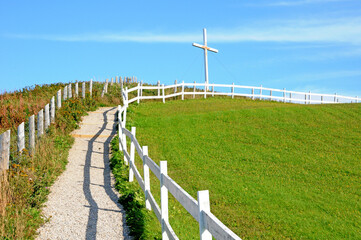 Quebec; Canada- june 25 2018 : white cross in Perce