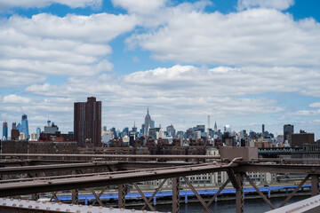 Fototapeta na wymiar City skyline from Brooklyn Bridge, New York City, USA