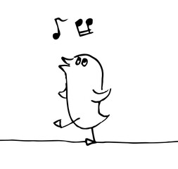walking singing cute cartoon bird baby