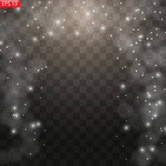 Christmas falling snow vector isolated on dark background