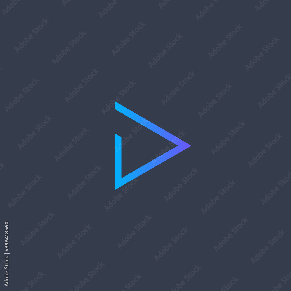 Poster play icon. abstract blue gradient line triangle button. simple flat abstract logo template. modern e