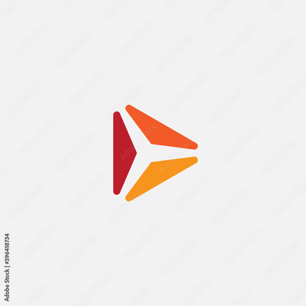 Poster play icon. abstract triangle button. orange gradient simple flat abstract logo template. modern embl