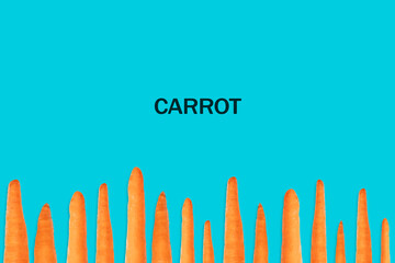 fresh raw carrot creative flat lay layout isolated, organic vitamin ingredient