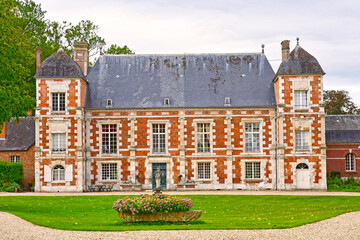 Fototapeta na wymiar Radepont, France - september 28 2020 : the picturesque Bonnemare castle