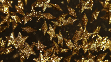 Gold stars flying up in the air