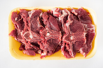 mutton meat on the white