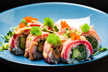 tasty sushi in the plate